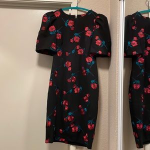 Calvin Klein floral puffy sleeves dress